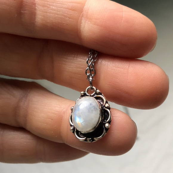 Rainbow moonstone 925 sterling silver pendant - Picture 2 of 12